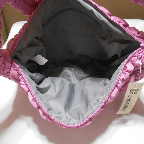 NEW NO BOUNDARIES OVERSIZED HOBO STYLE BAG SHOULDER PURSE ROSY LILAC QUILTED π - Picture 9 of 9